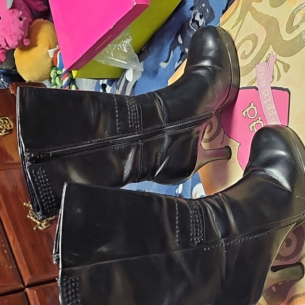 Mudd calf high black heel boots